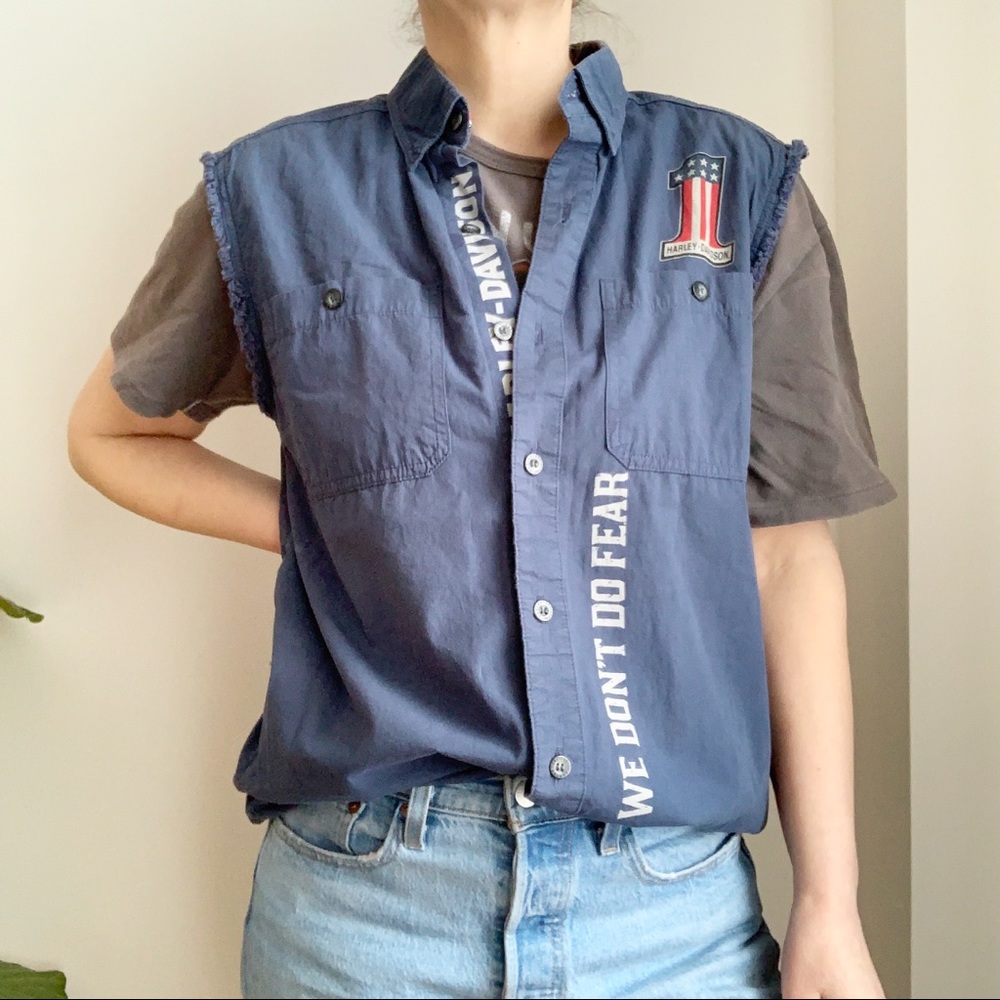 HARLEY DAVIDSON Cotton Sleeveless Vest Top Flag M - Picture 5 of 15